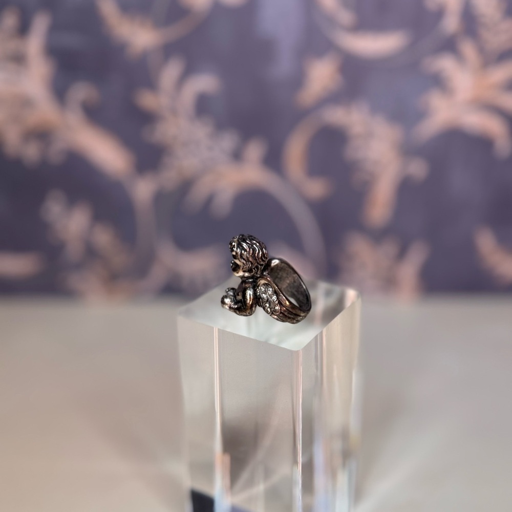 Vintage Estate Silver Toned Angel Ring Size 7 Lot D8 - Picture 8 of 11